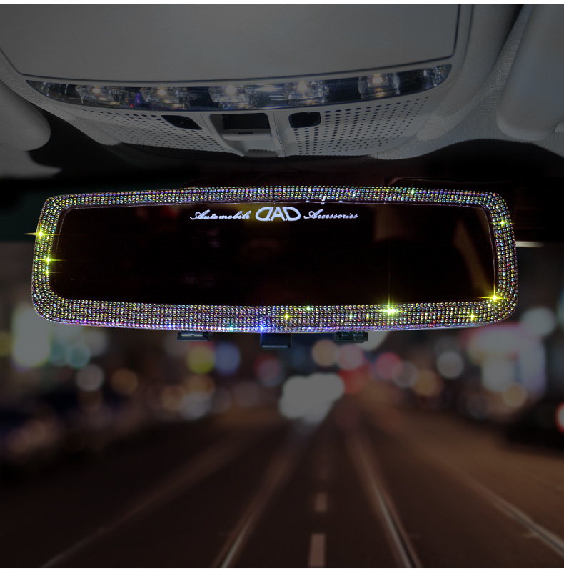 Car Rearview Mirror Decorative Cover, Cute Korean Diamond-Encrusted Car Supplies Mirror Cover, Car Reversing Mirror Decoration Collection