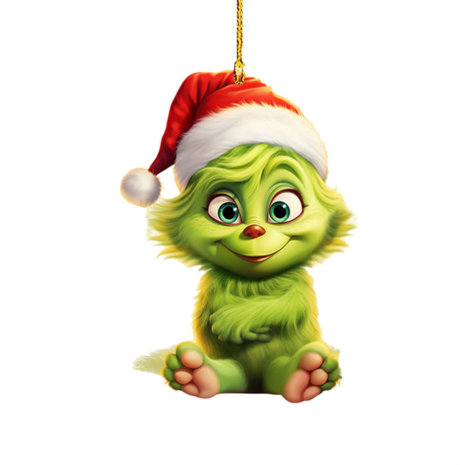 Nuevo producto transfronterizo: Colgante de coche de dibujos animados de hombreito verde para niños, decoración para árbol de Navidad y hogar.