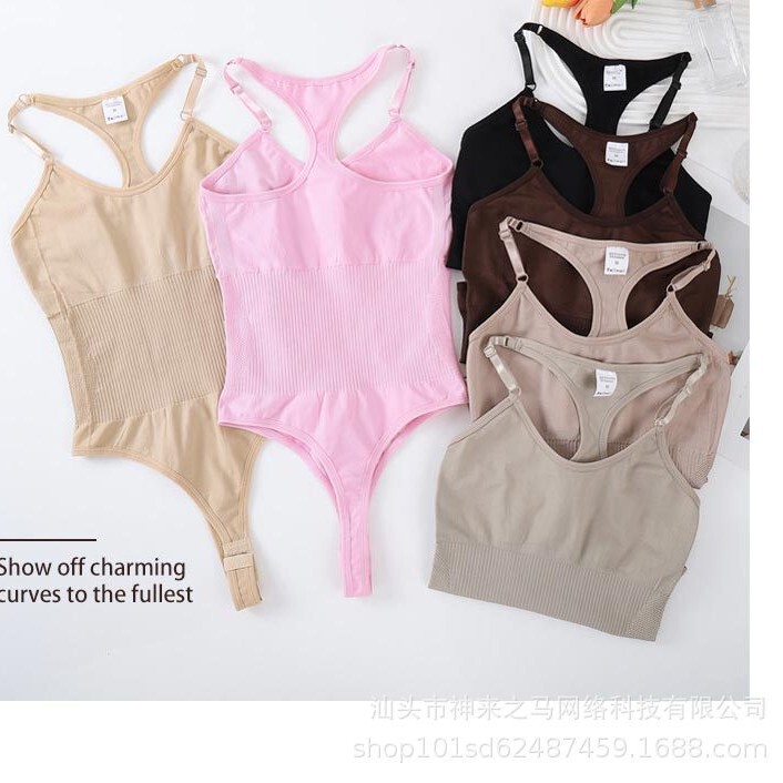 New High-Elastic Shapewear Women's Body-Shaping Waist-Reducing Intimates Postpartum Corset Tight-Fitting Triangle One-Piece Corset Racer-Back