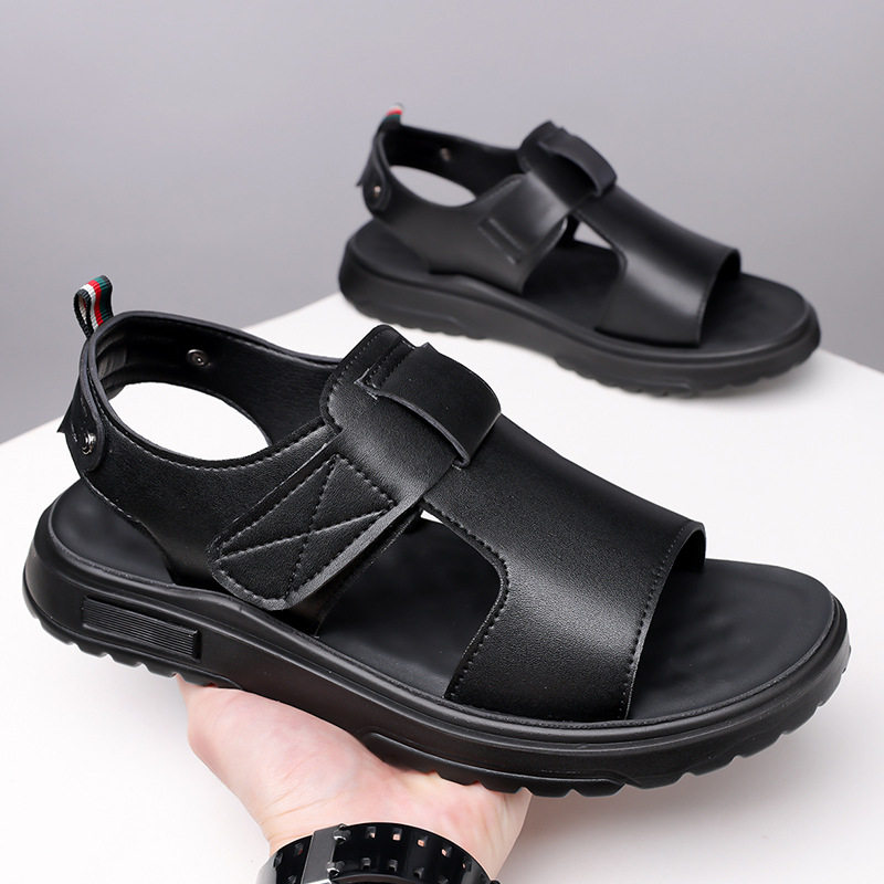 Dép sandal nam đế dày hở mũi quai ngang cỡ lớn chống nước — C6099 Màu nâu, C6099 màu đen