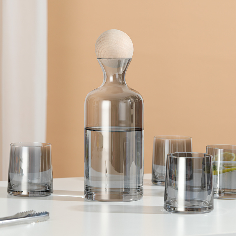 Nordic style crystal cold kettle, high-value home high-end set, large-capacity juice jug, drinking glass cup