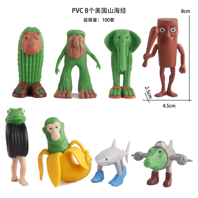 8種類の山海経の靴を履いたサメ、木の棒マン漫画人形モデル、デスクトップ装飾品の卸売|undefined