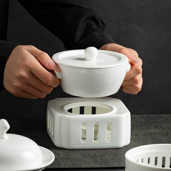 High-End Restaurant Hotel Double-Handle Soup Pot Seafood Buddha's Leap Stew Pot Candle Heating Insulation Chicken Wing Soup Bird's Nest