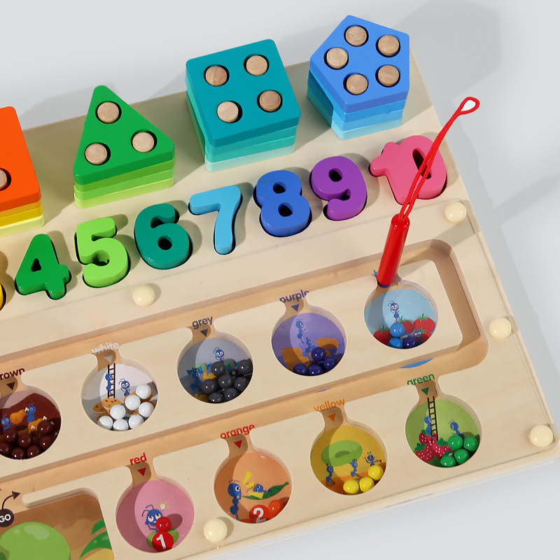 Madera DE LOS NIÑOS conteo magnético color clasificación conjunto columna bloques construcción logarítmica laberinto caminar juguetes educativos