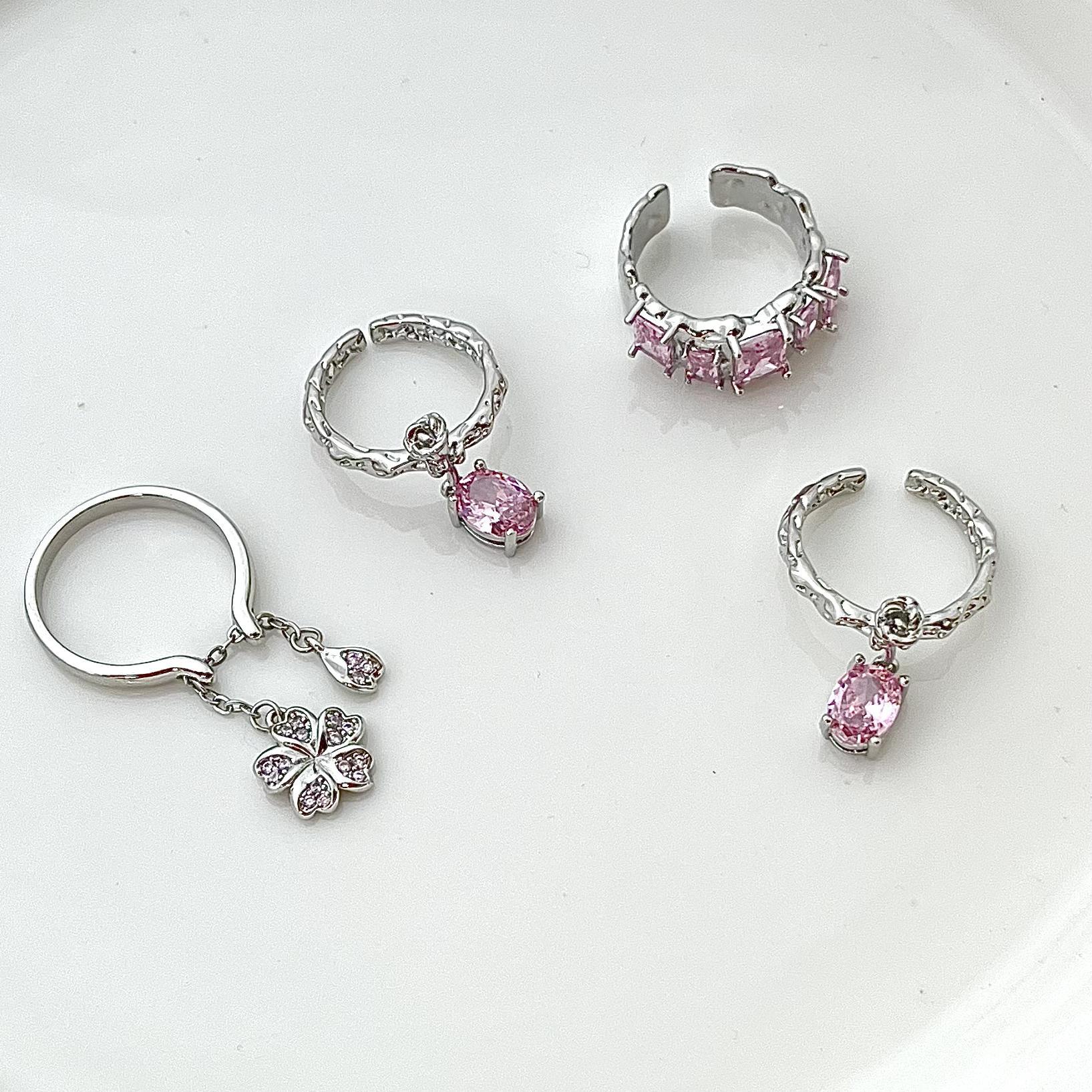 Fashion Flower Copper Open Ring Plating Inlay Zircon Copper Rings