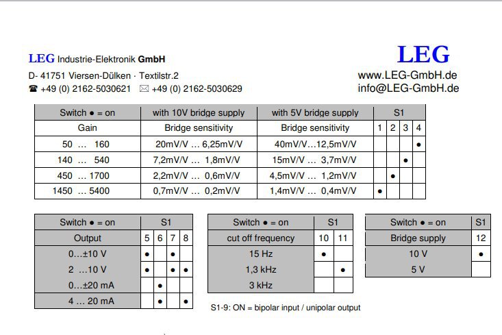 LEG品牌DM2应变仪放大器IP66电源24VDC通用6线技术