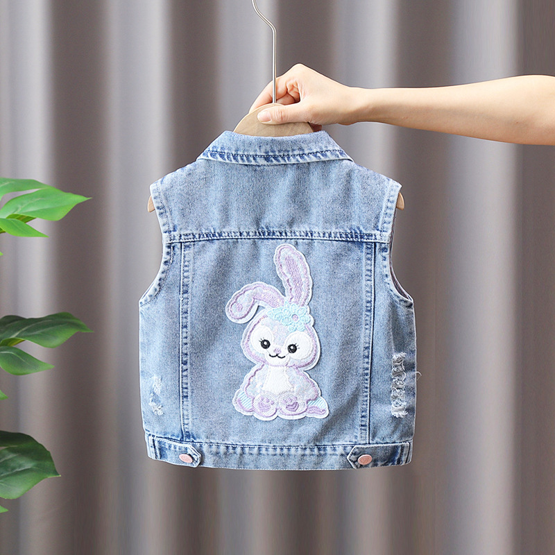 Children's Denim Vest for Girls 2026 Spring and Autumn New Thin Style Children's Clothing for Babies and Kids, Single Shoulder Vest Trendy