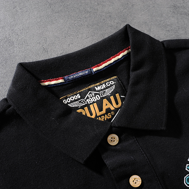 Spring and summer new American simple original letter embroidery men's collar short-sleeved POLO shirt half-sleeve PK505 12