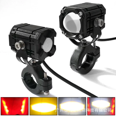 Headlight, Flashing Dual-Lens Laser – Motorcycle headlights, headlights - single-pack-blue-devil-eye-near-yellow-and-far-white-blue-tail-light-flash