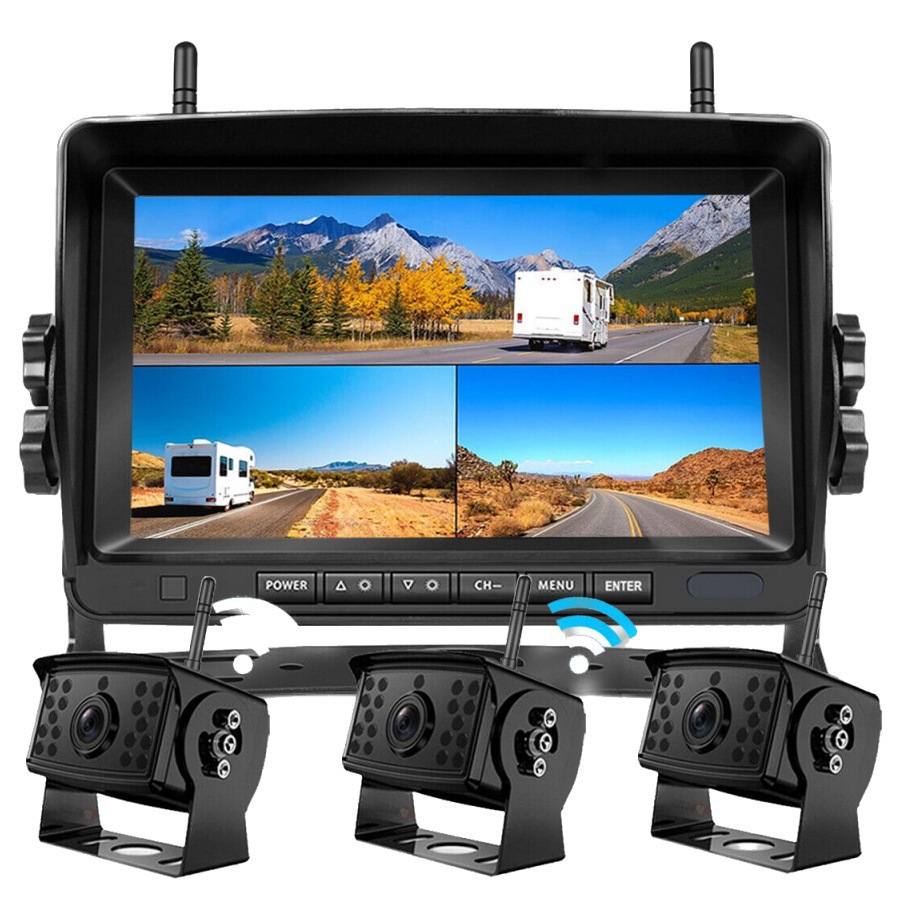 Car-mounted reversing camera DVR all-in-one unit, 1080P digital wireless reversing rear-view system, wireless monitoring recorder