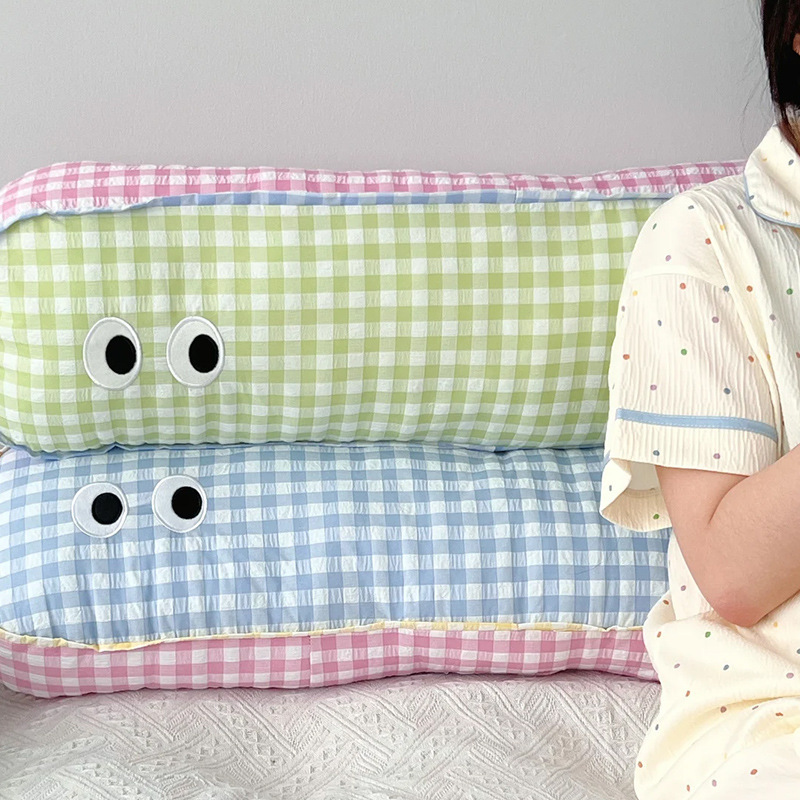 Plaid bedroom long pillow girls sleep leg special dormitory bedside cushion side sleep pillow a generation of hair