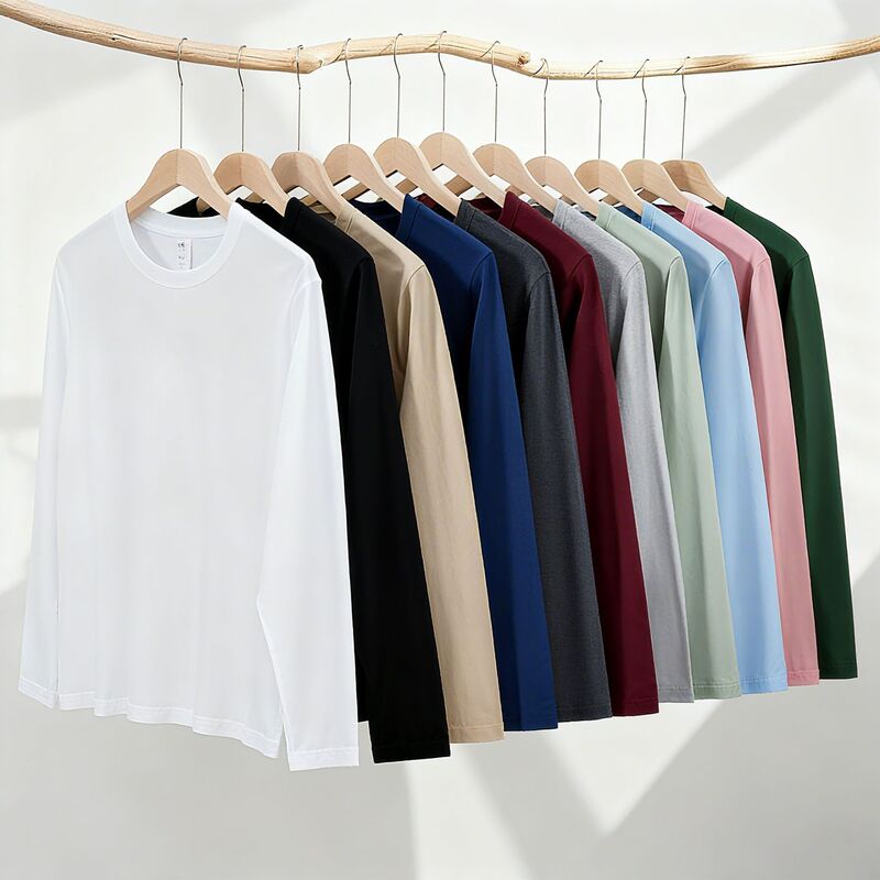 Autumn and Winter Heavyweight Xinjiang Pure Cotton Loose Long-Sleeved T-Shirt for Women, All-Cotton Unisex Black and White Solid Color Inner Layer Top Base Shirt