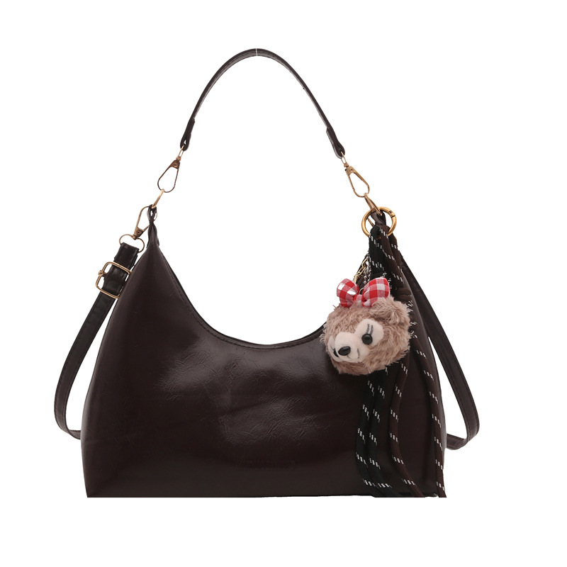 2024 nuevo invierno retro ocio de gran capacidad hombro axilar inclinado bolso de tela de piel de cera de aceite