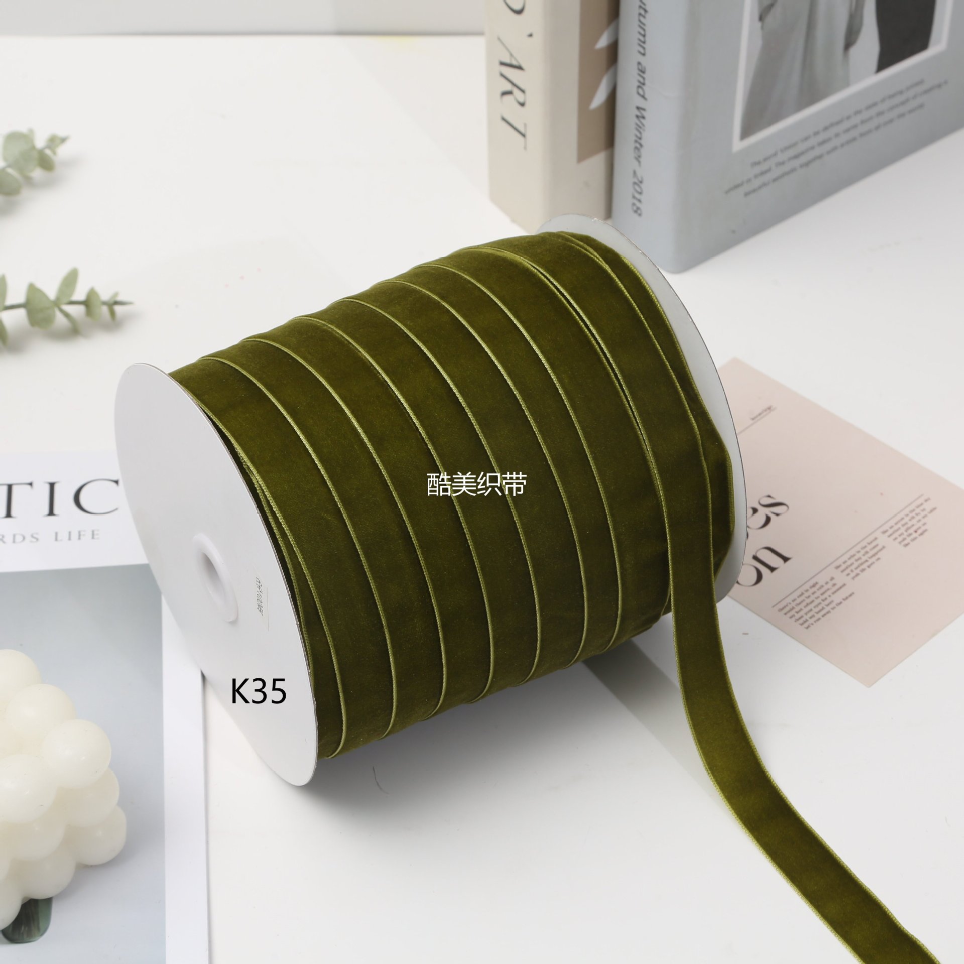 Stock 1.5cm / 2cm / 2.5cm unilateral cinta de terciopelo de terciopelo de color diy arco hecho a mano