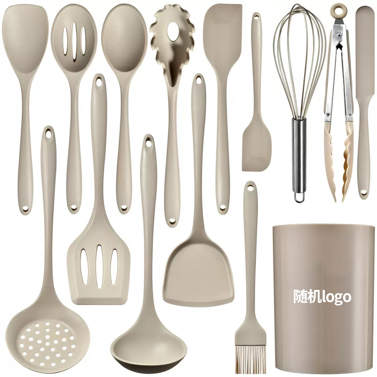 Juego de utensilios de cocina de silicona de 12 piezas, grado alimenticio, resistente al calor, incluye espátulas y cucharas, venta al por mayor transfronteriza