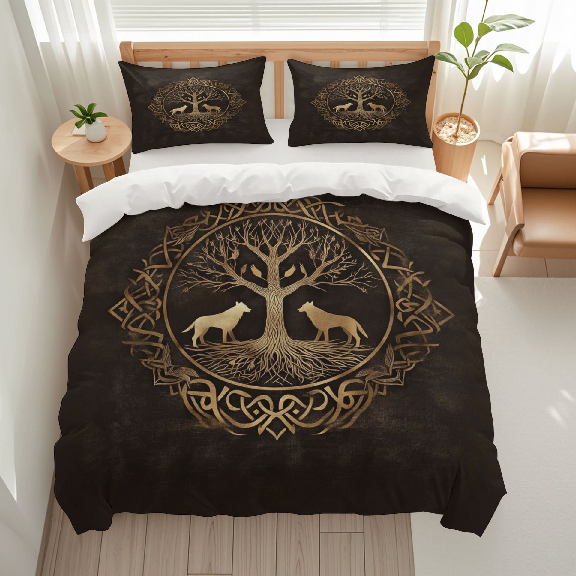 TEMU / JIT Fantasía Celtic Nudo Life Tree Moist Print Digital Kit de colcha de tela para el hogar