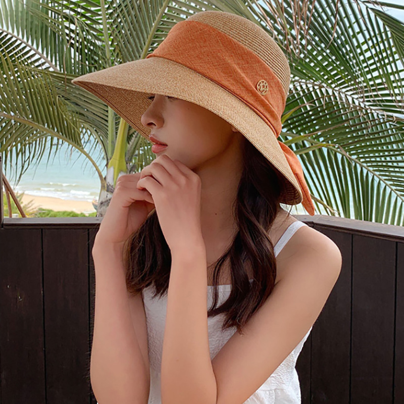 767g Weight Straw Hat Hats Type Holiday, Daily, Beach Occasion Papyrus Material Letter Pattern Summer Season Women's Gender Elegant, Vacation, Simple Style Style Big Eaves Rim Women's Elegant Vacation Simple Style Letter Big Eaves Straw Hat 1