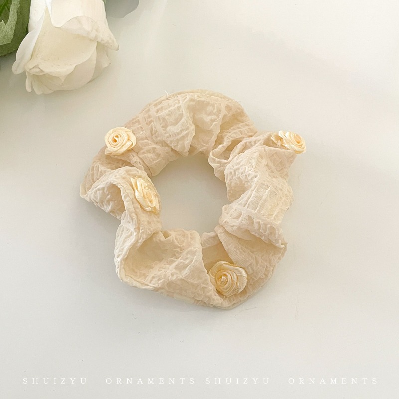 Lazo para el cabello de intestino grueso de encaje de alta calidad de Corea del Sur, flor para la cabeza duradera de todo fósforo, banda de goma de alta elasticidad, bufanda cuadrada, cuerda para el cabello