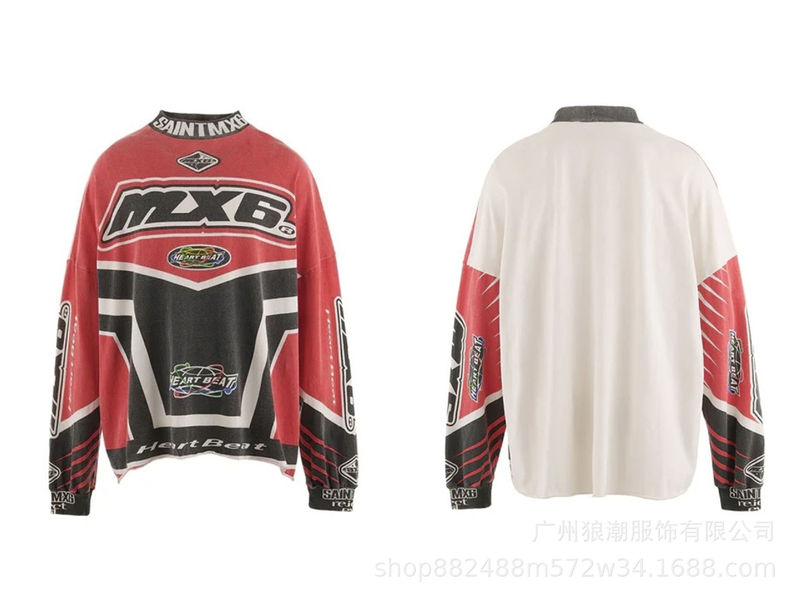 美式复古SAINTMICHAELICON潮牌人像破坏套男女做旧休闲长袖集结地|undefined