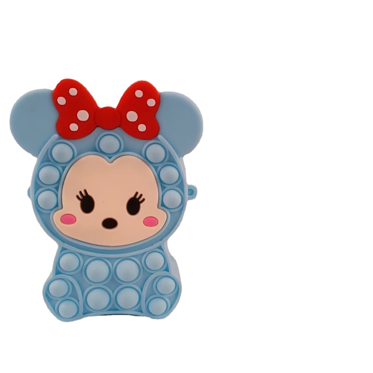 Monedero infantil de silicona Minnie – Bolsa crossbody mini con burbujas antiestrés