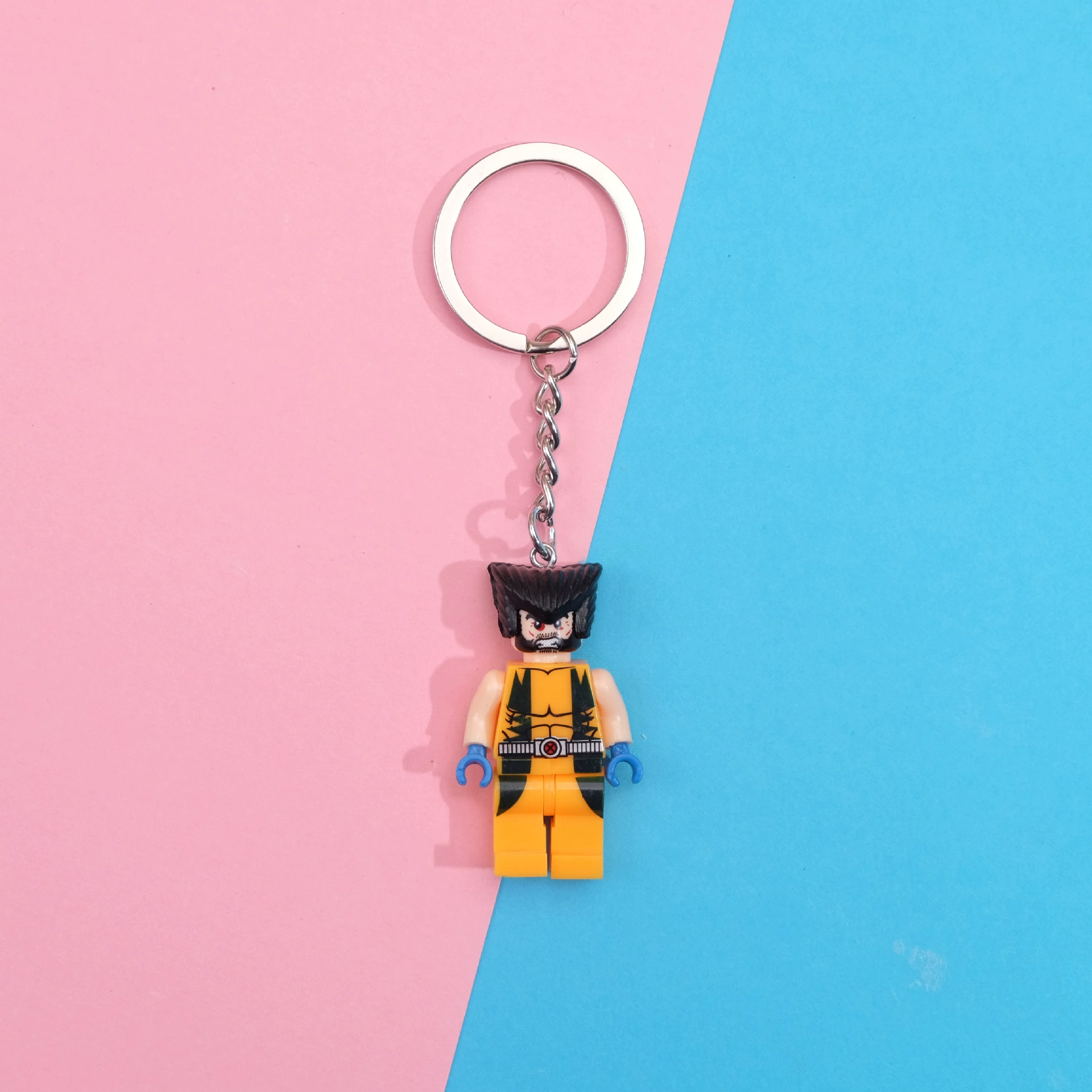 Keychain constructor pendant, cute character mini-figure keyring, plastic, assorted designs