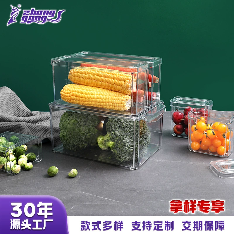 Индивидуальный ящик для хранения холодильника, семь частей, пластиковый прозрачный ящик для хранения пищевых продуктов с крышкой, образец бытового бака для хранения