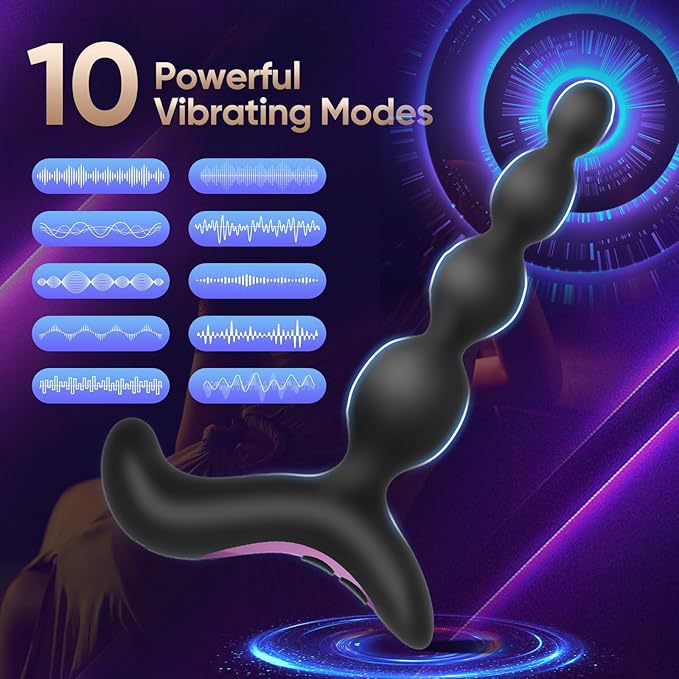 Rechargeable Vibrating Anal Plug with 10 Frequencies, Silicone, Black — detail image 1