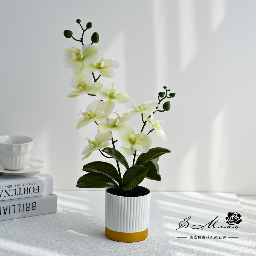 10 flores grandes orquídeas mariposa de dos ramas bonsai imitación maceta flores falsas decoración del hogar fotografía de boda flores artificiales adornos pequeños