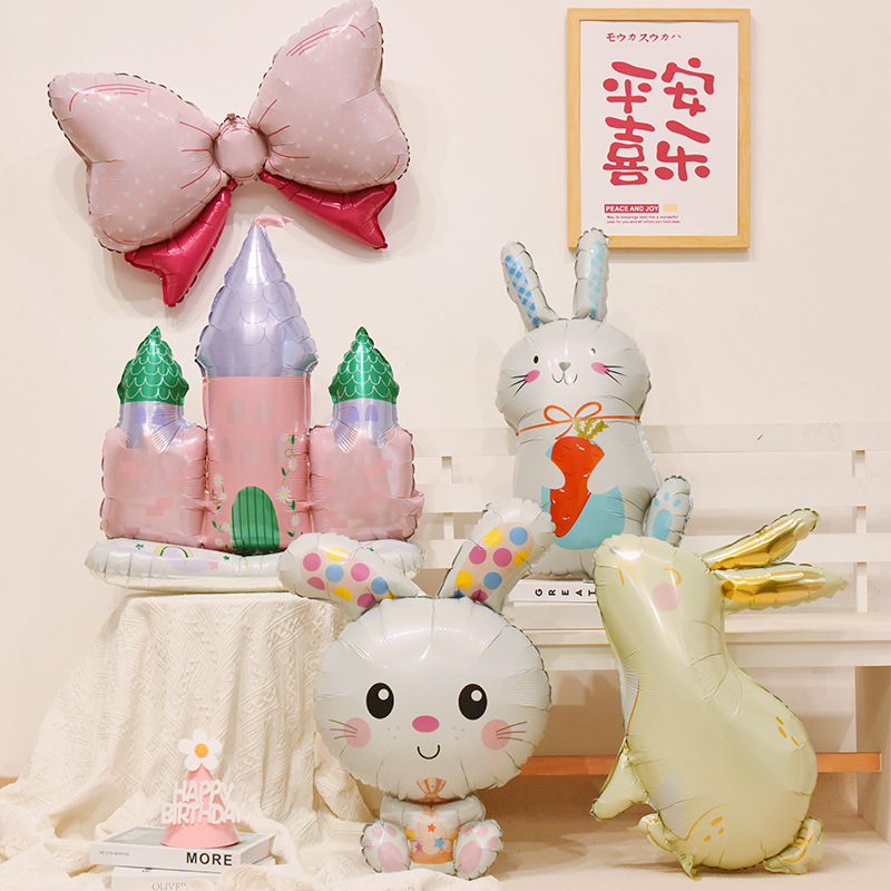 Dibujos animados conejo película de aluminio decoración de globos ambiente de fiesta de cumpleaños de bebé decoración de escena de disfraces de cumpleaños de niños suministros
