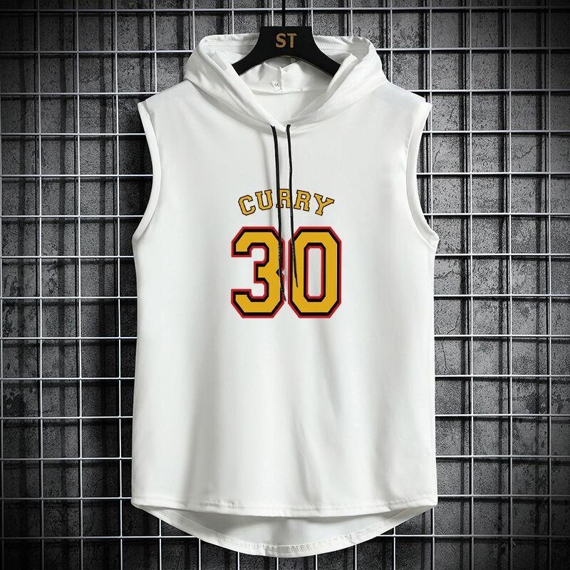 Hooded Vest Men's Summer Sports Fitness Basketball Uniform Irving Curry No. 30 Loose Sleeveless T-Shirt Hoodie