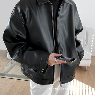 Men's Leather Jacket 2023 Spring New Trendy Korean Style Autumn Pu Leather Casual Baseball Motorcycle Jacket