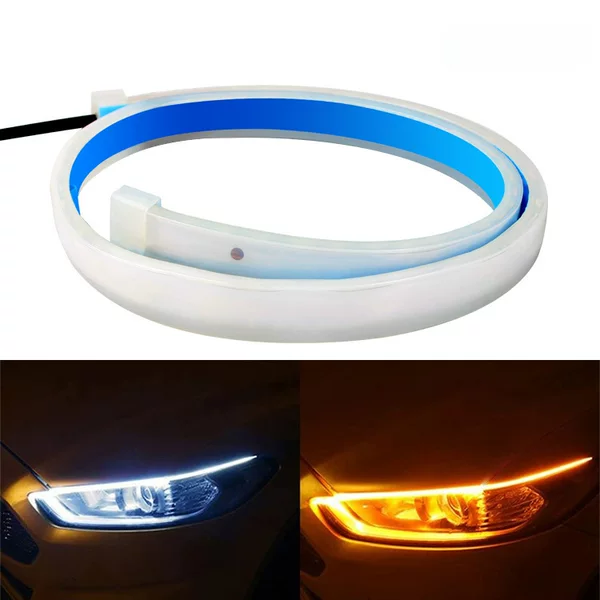 Source Spot Ultra-Thin Daytime Running Light Soft Silicone Driving White Light Steering Yellow Light Running Water Car Daytime Running Light
