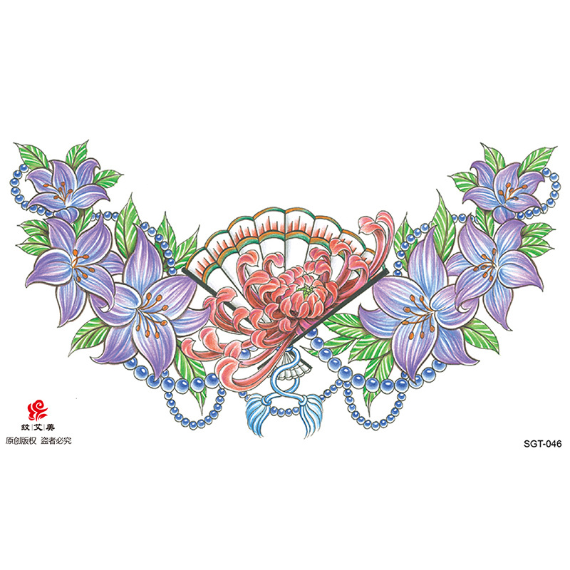 Tres lados pasta de pecho de Buda Guanyin Lotus imagen grande duradera fábrica en stock al por mayor Sobre hombro dragón tatuaje pegatinas