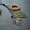 Retro accessories, pendant with tassels, necklace, sweater, cotton and linen, maple leaf