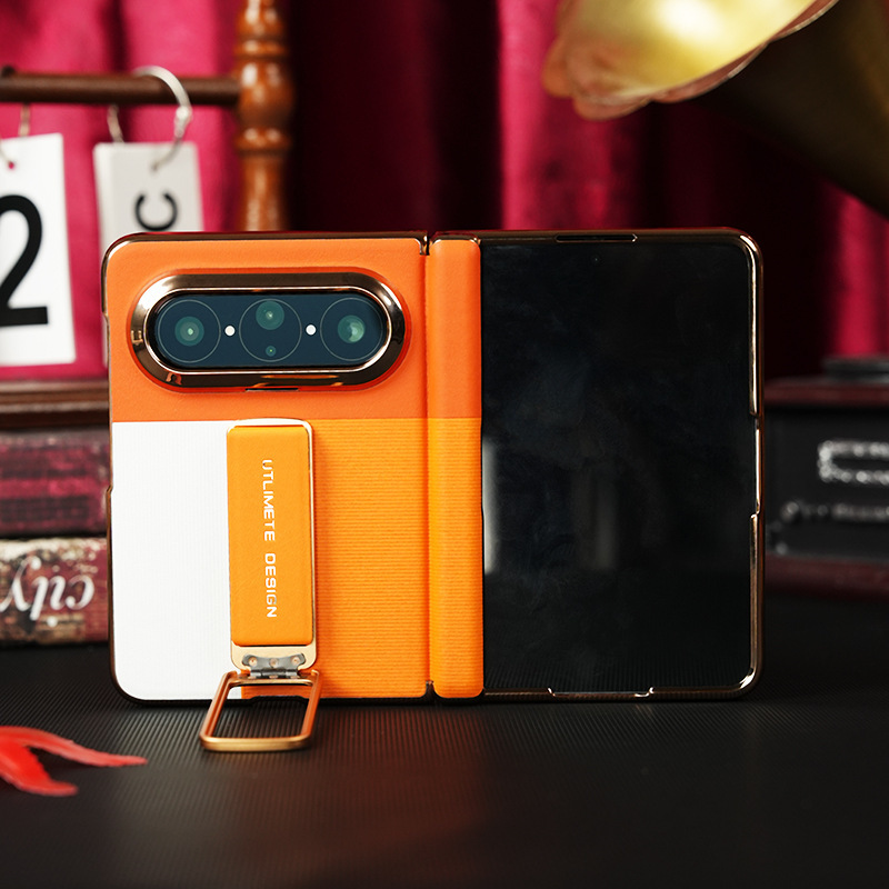 Suitable for Huawei PuraxMax phone case with integrated hinge cover, full protection wrist strap stand, anti-drop gold edge case Suitable for Huawei PuraxMax phone case with integrated hinge cover, full protection wrist strap stand, anti-drop gold edge case