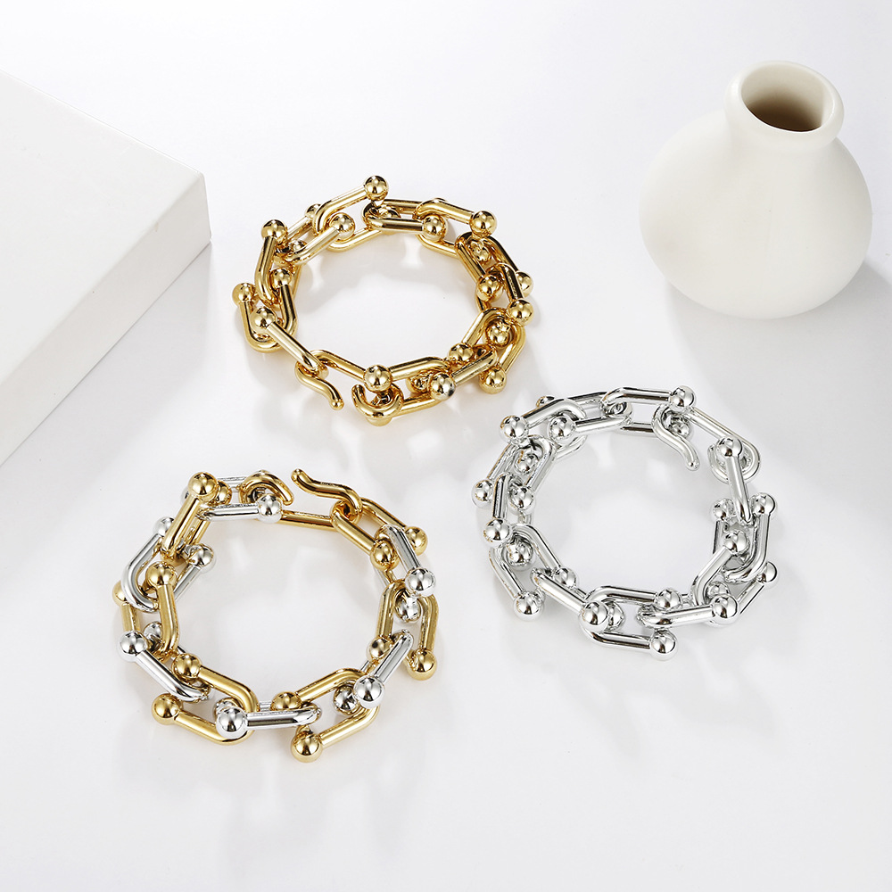 Wholesale Jewelry Fashion U-shaped Stitching Chain Bracelet Nihaojewelry display picture 1