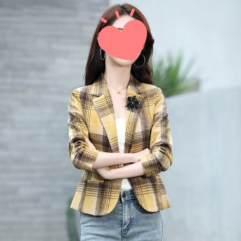Short Blazer for Women 2025 Spring and Autumn New Style Petite Casual Plaid Blazer Top Hot Sale