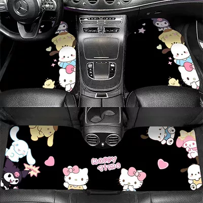 Avtomobil döşəmə paspasları, Cartoon car floor mats - zx-sanrio-happy-time-5060crystal-velvet-with-dot-plastic-sole-for-the-front-foot