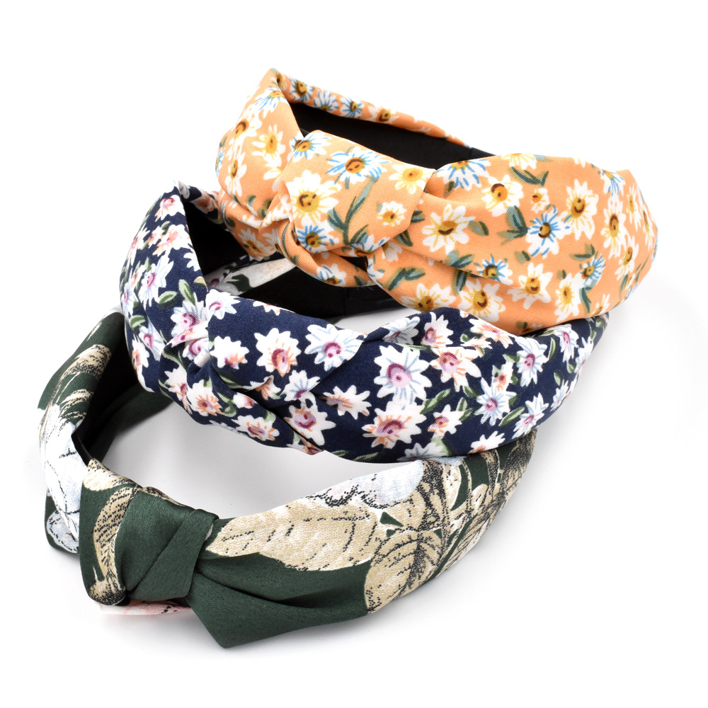 Fashion Wide Side Printing Knotted Headband display picture 7