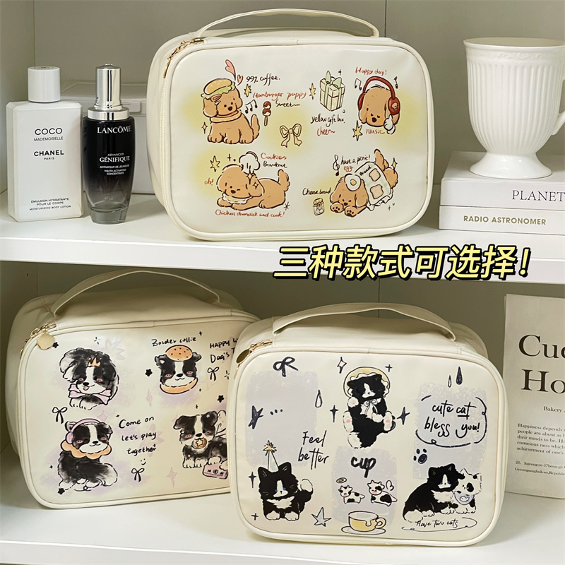 Bolsas de maquillaje lindas de gran capacidad portátiles para mujeres, bolsas de almacenamiento de cosméticos impermeables, bolsas de lavado de viaje portátiles