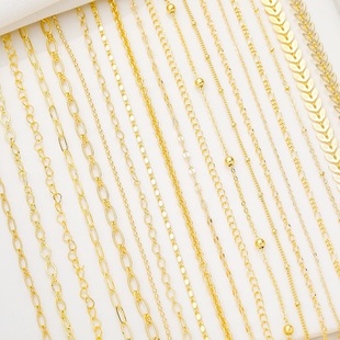 18K Gold-Filled Color-Preserving Chain Plated Real Gold Bracelet Loose Chain Accessories Handmade DIY Jewelry Material Bracelet Necklace Loose Chain