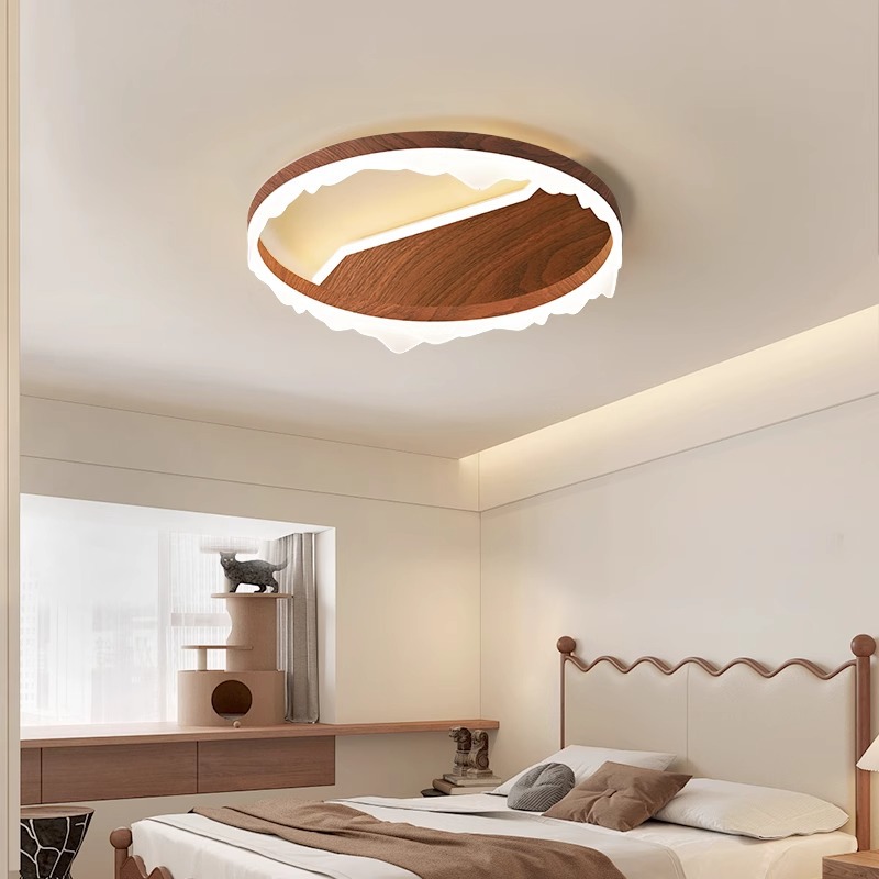 lámpara de techo del dormitorio moderna y simple de espectro completo protector de ojos color nuez retro cálida romántica lámpara de habitación principal