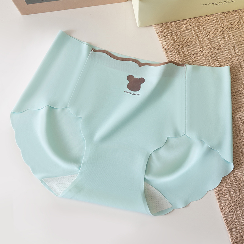 Primavera y verano nueva seda de hielo sin costuras oso yoga deportes seda de hielo algodón antibacteriano bragas de entrepierna larga