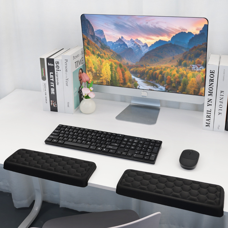 跨境爆款简约纯色L形护肘垫多功能防滑护角键盘垫耐脏鼠标垫护腕