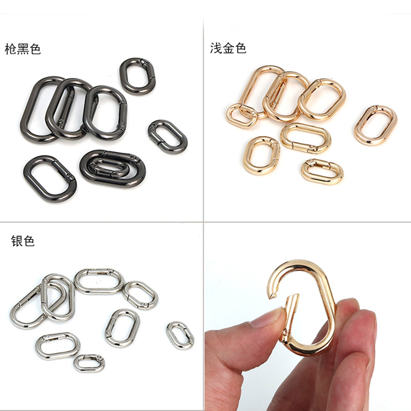 Hardware de equipaje denier anillo de resorte anillo de huevo hebilla accesorios metal anillo abierto aleación de zinc Oval primavera hebilla multi-Especificación