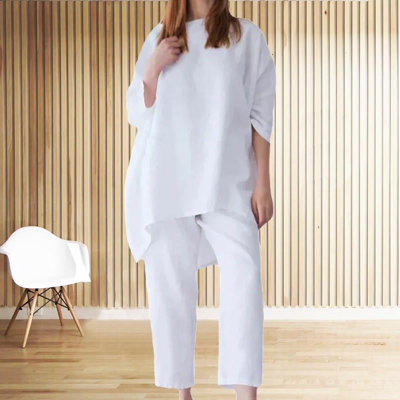 Women's Trendy Solid Color Matching Set Loose Oversized Style Casual Fashion Two‑Piece Outfits_ecoleips.com