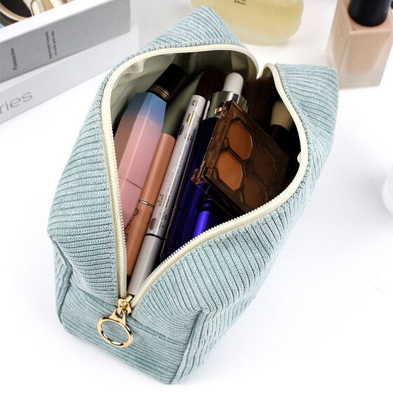 Cross-border simple solid color corduroy large capacity octagonal bag travel portable storage bag travel wash bag wholesale
