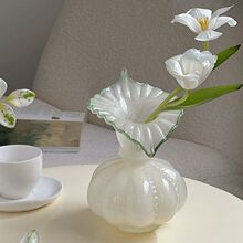 中古芬顿风南瓜手工琉璃花瓶法式复古鲜花器桌面摆件玻璃水培瓶