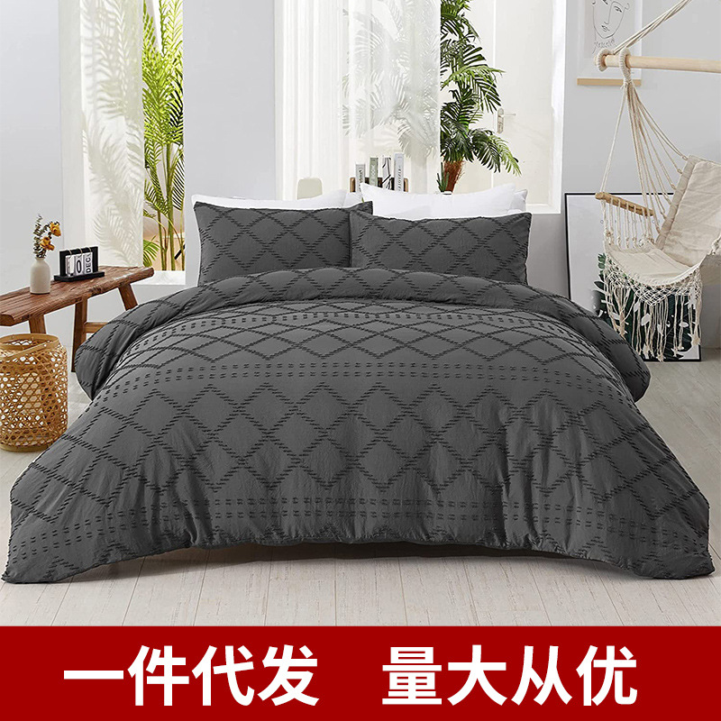 跨境厂家亚马逊热卖外贸家纺床上用品三件套简花剪花床单被罩被子