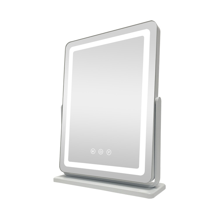 Aleación de aluminio Hollywood espejo de maquillaje de tres colores oscurecimiento escritorio del hogar Led espejo de maquillaje 360 espejo giratorio del dormitorio con la luz